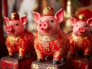 喜庆福猪摆件贺吉祥