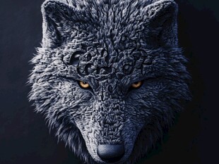 冷峻灰狼头像特写