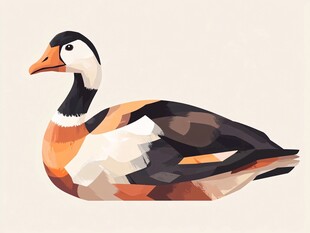 几何风格多彩鸭子插画