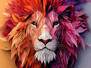 彩色纸艺风格的狮子头像