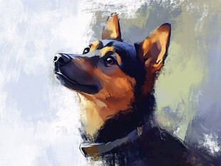 仰头的帅气德国牧羊犬