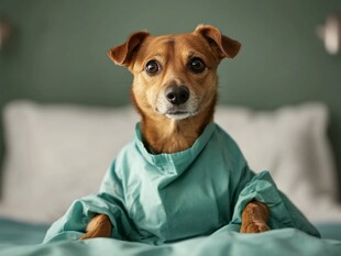 穿睡衣的可爱狗狗