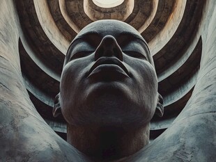 仰视庄严石像的震撼瞬间