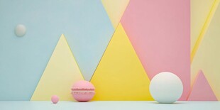 多彩几何与马卡龙静物组合