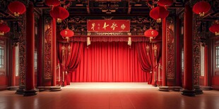 中式古雅戏台尽显传统韵味