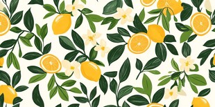 柠檬花卉无缝图案背景