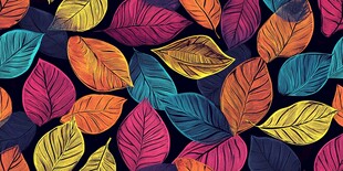 多彩树叶无缝图案背景