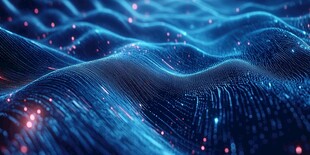 蓝色数字波浪科技背景图