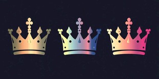 三色炫彩皇冠图案设计