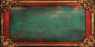 复古金框绿底装饰背景