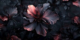 暗黑系绚烂花卉图案