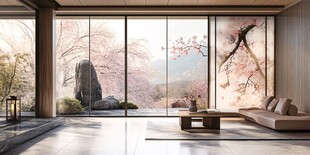 日式禅意客厅的自然景致