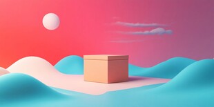 梦幻场景中的孤独立方体