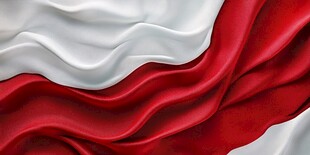 波兰国旗 红白相间的飘扬绸缎