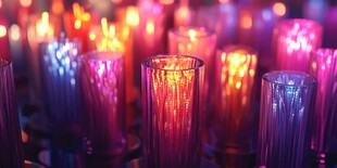 彩色烛光营造浪漫氛围