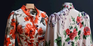 复古花卉印花女士衬衫展示