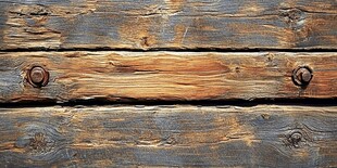 老旧木板纹理与金属螺栓