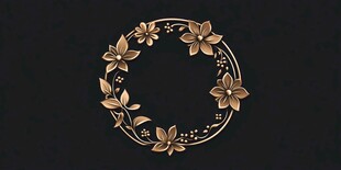 金色花卉圆环装饰图案