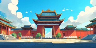 古风中式宏伟宫殿建筑群