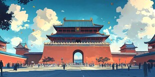 壮丽古代城楼景观