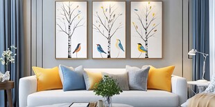 清新客厅装饰 简约挂画沙发