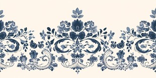 蓝白花卉复古花纹图案