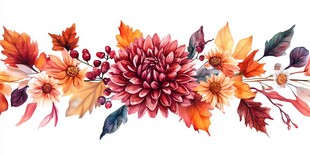 秋日花卉装饰花环图案