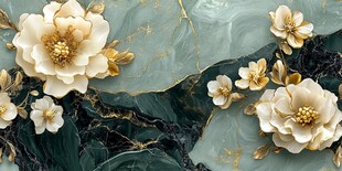 玉石上的立体花卉艺术