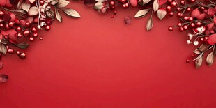 红底浆果装饰背景图