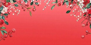 红色花卉边框喜庆背景图