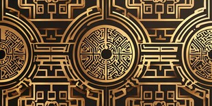 中式黑金古典几何图案背景