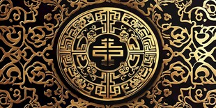 中式古典金色繁复花纹图案