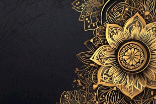 黑金曼陀罗花纹背景图案