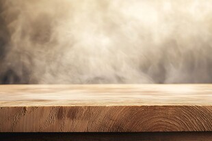 烟雾中的木质台面