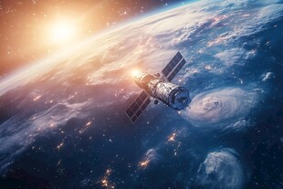 卫星翱翔于地球璀璨天际