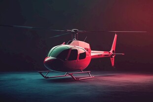 红色炫酷直升机特写