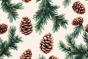 松枝松果图案的精美插画