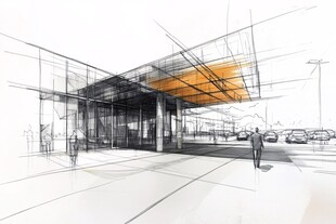 现代建筑手绘图景