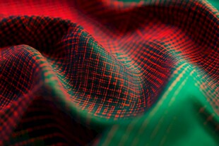 红绿色格纹布料特写