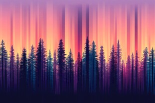 梦幻森林的绚丽黄昏