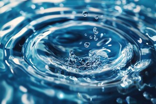 水滴落入水中的涟漪瞬间