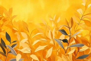金秋叶片插画 绚丽自然风