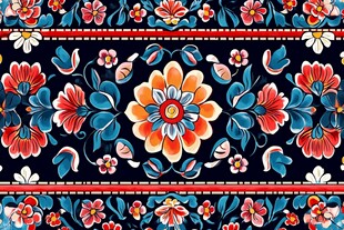 民族风花卉图案装饰纹样