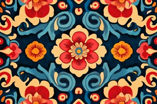 中式复古花卉图案纹理