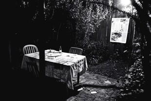 庭院中的静谧桌椅一角