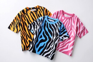 多彩斑马纹儿童T恤