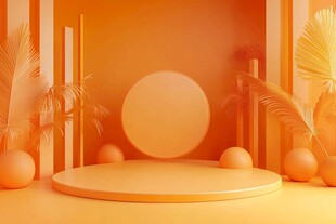橙色系简约展示场景空间
