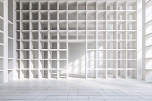 白色几何空间 简洁建筑风