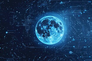 科技感蓝色梦幻月球背景图