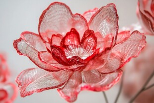 精致红透明丝网花